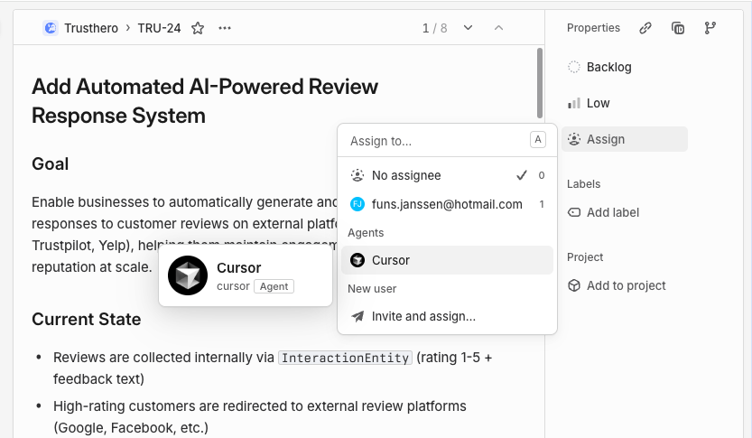 Linear Cursur Agent Screenshot
